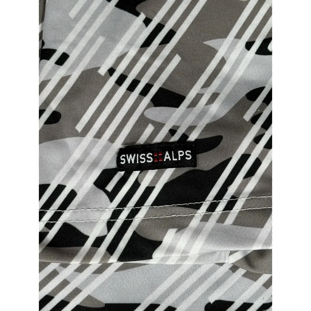 Swiss Alps Polo Shirt Mens Large Gray Camo Stretch Knit Golf Performance